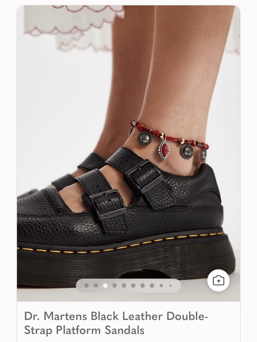 Dr. Martens Black Leather Double-Strap Platform Sandals